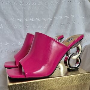 Ninety Union Rumba Fusha Barbie Pink Chain Heel Mules
